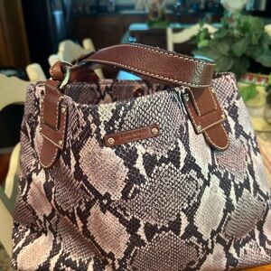 Kate Spade Brown Shoulder Bag with Snakeskin Print,10H,14W , like new